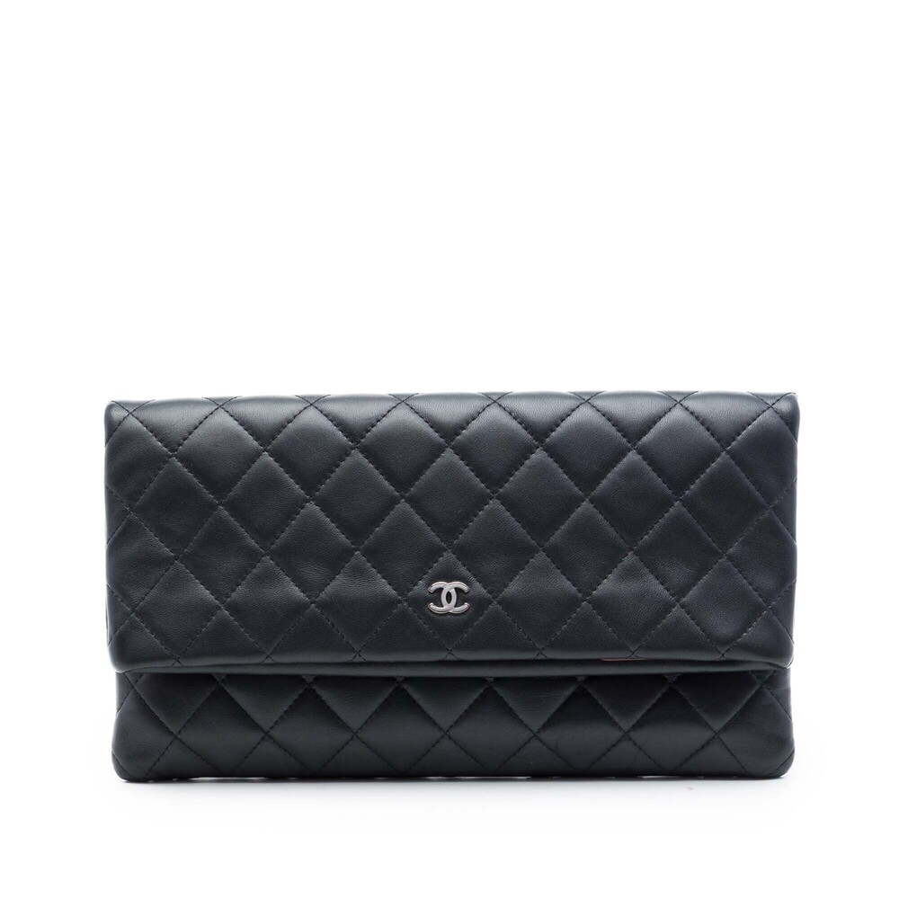 Pre-Loved Chanel Quilted Lambskin Cc Beauty Foldover Clutch